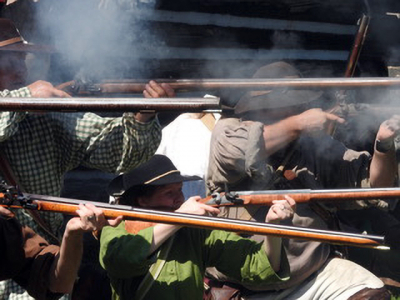 Re-enactment of the siege of Boonesborough, Kentucky by the Shawnee and their allies in 1778.