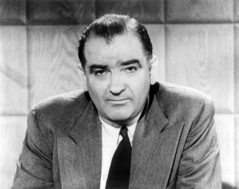 Black and white photo of Senator Joseph McCarthy of Wisconsin. 