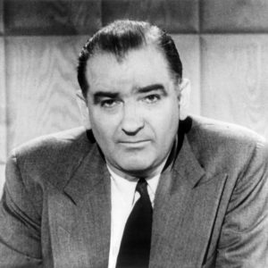 Black and white photo of Senator Joseph McCarthy of Wisconsin.