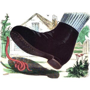 Illustration of a boot about to step on a worm