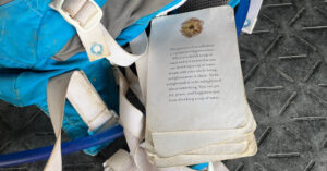 Photo of backpack with mindfulness cards attached