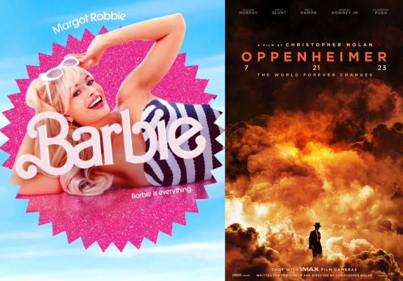 Movies posters of Barbie and Oppenheimer