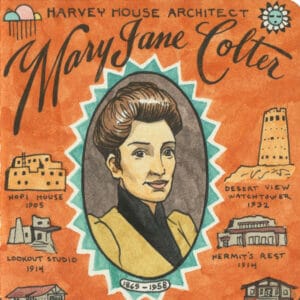 Watercolor of Mary Jane Colter by Chandler O'Leary