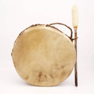 Taos Pueblo Two-Sided Hand Drum with Buffalo Hide