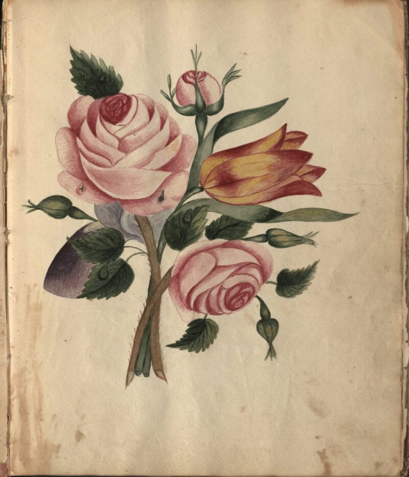 Hand-painted watercolor of a bouquet of flowers