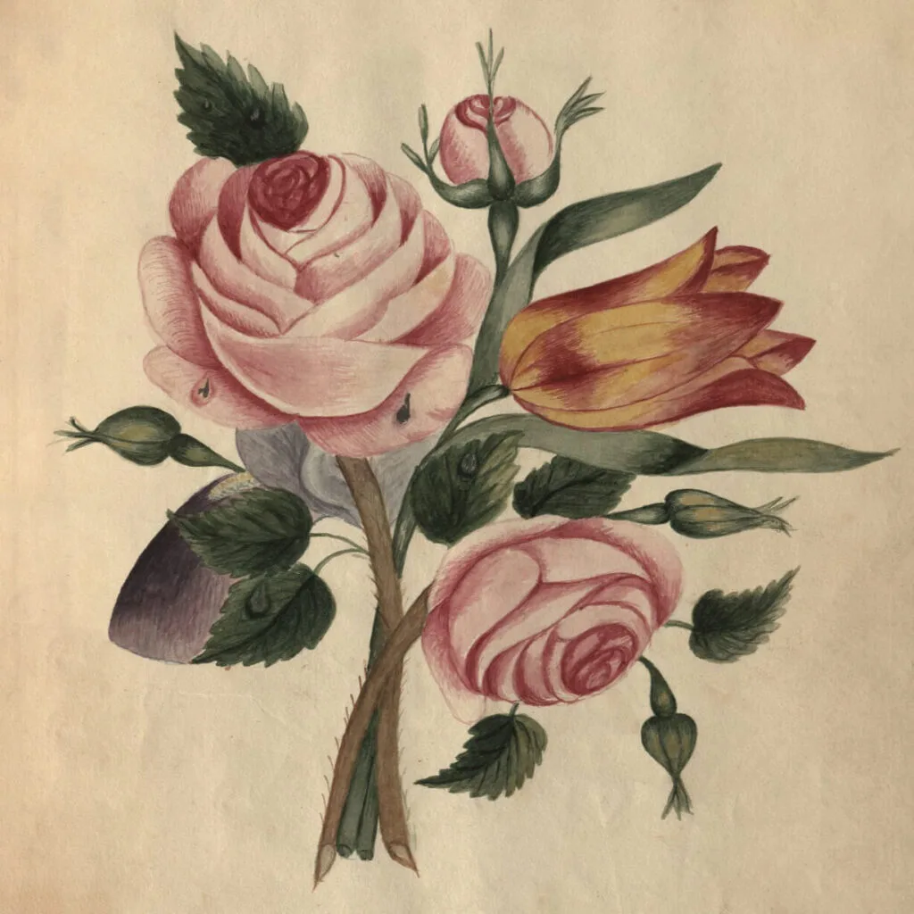 Hand-painted watercolor of a bouquet of flowers