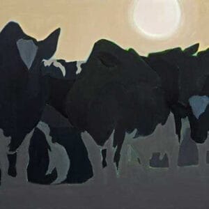 Painting of cows at dusk by Ann Cooper Dobbins