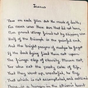 Hand-written poem in a journal