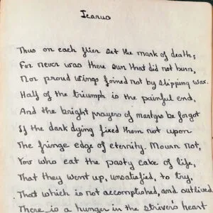 Hand-written poem in a journal