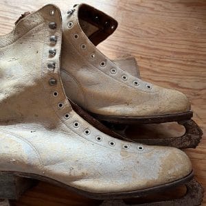 Photo of old white ice skates