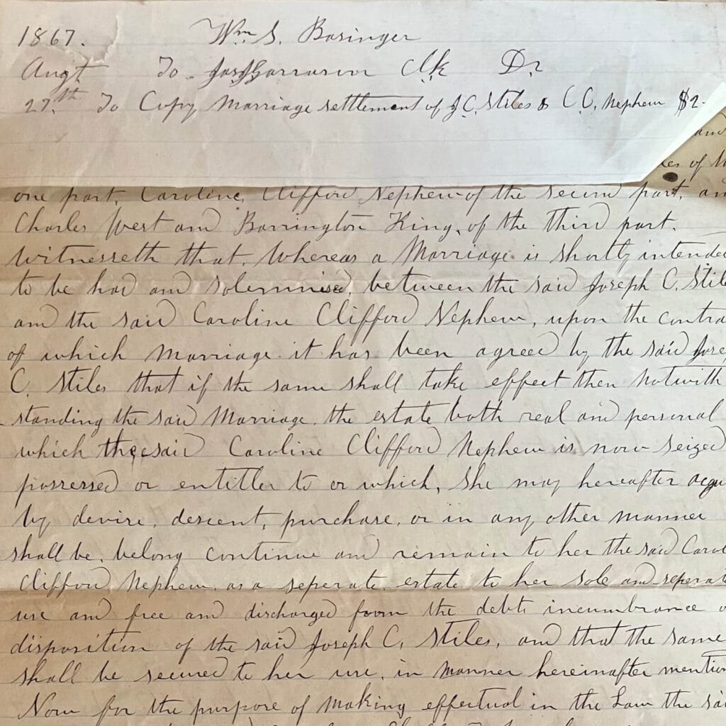 1867 Marriage Settlement