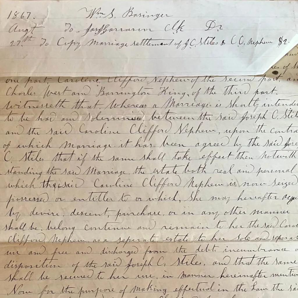 1867 Marriage Settlement