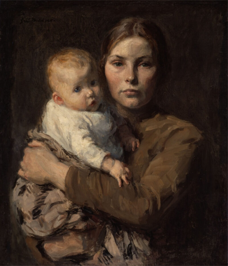 Painting by Gari Melchers of mother and child
