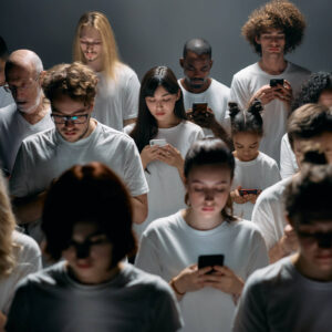 Crowd of people on their cellphones