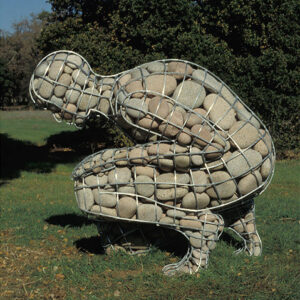 Photo of a metal and granite sculpture by Celeste Roberge